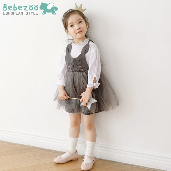 2-5Y Bebezoo Girls Grey Kitty Dress with White Shirt K2016J