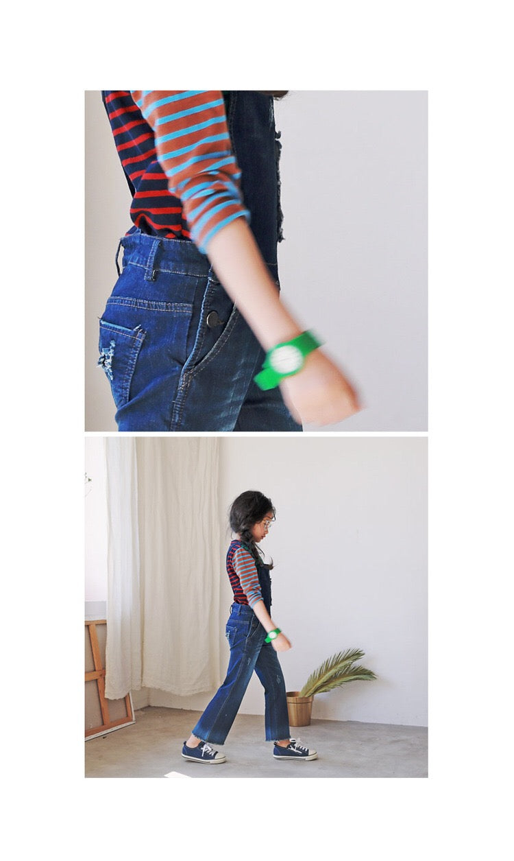 3-15Y Girls Denim Jeans Jumper Overall G224K