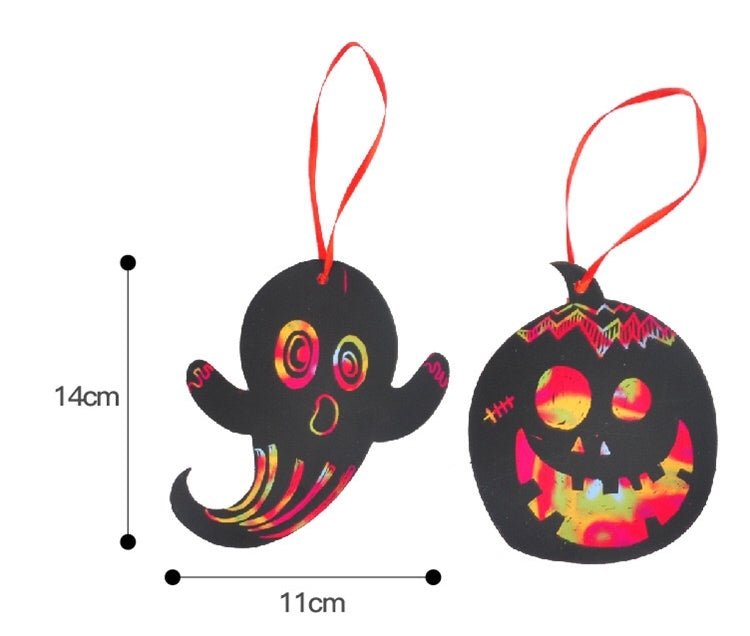 Halloween DIY Scratch Off Card Pack of 4 Hanging Ornaments Art Set HLW1022A