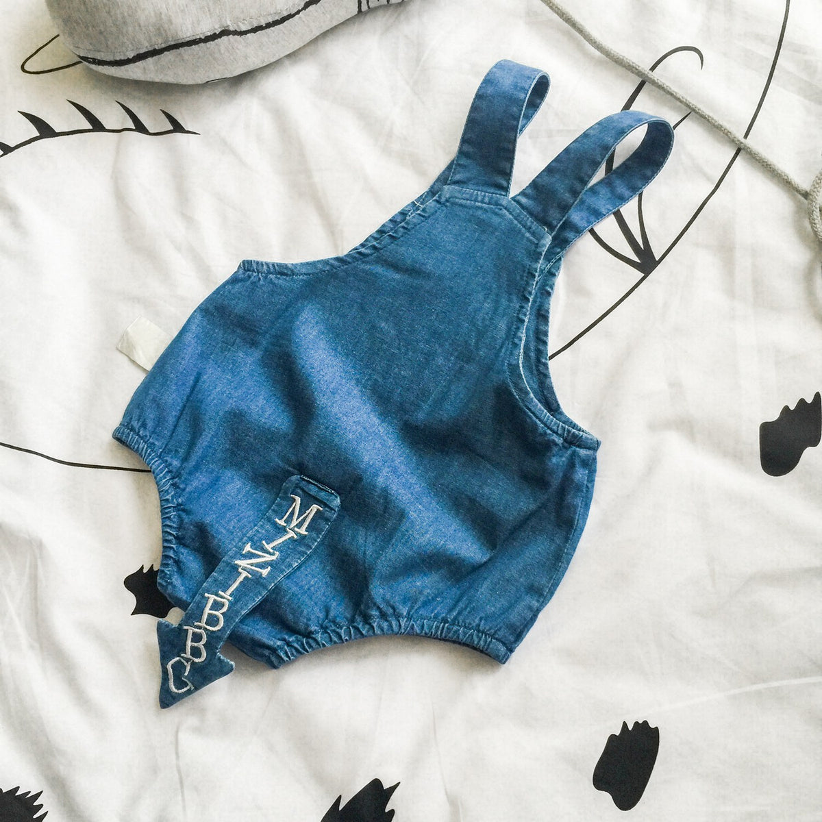 0-2Y Baby Blue Jeans Romper with tail K4021F