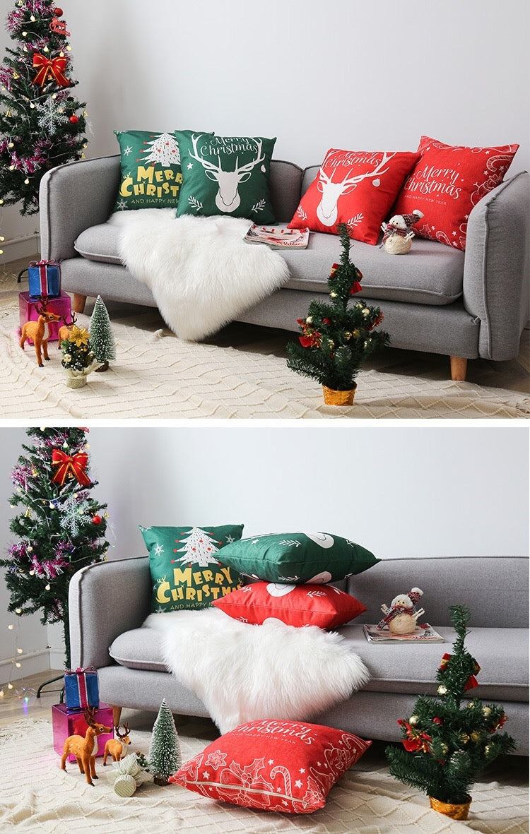 Linen Double Sided Printed Christmas Cushion Covers X658C