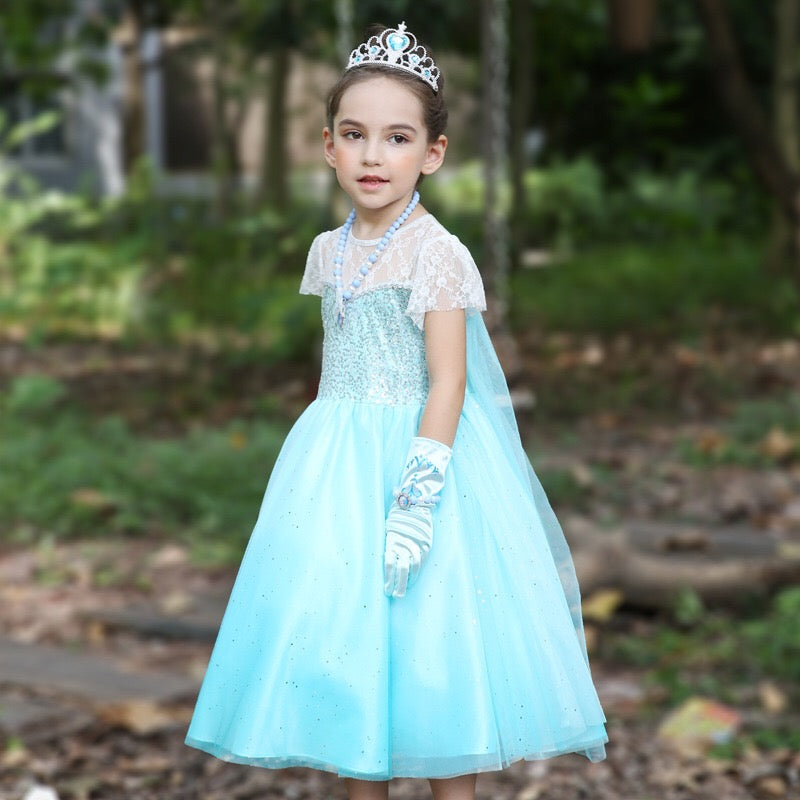 Girls Gradient Glittering Dress with Cape G2091A