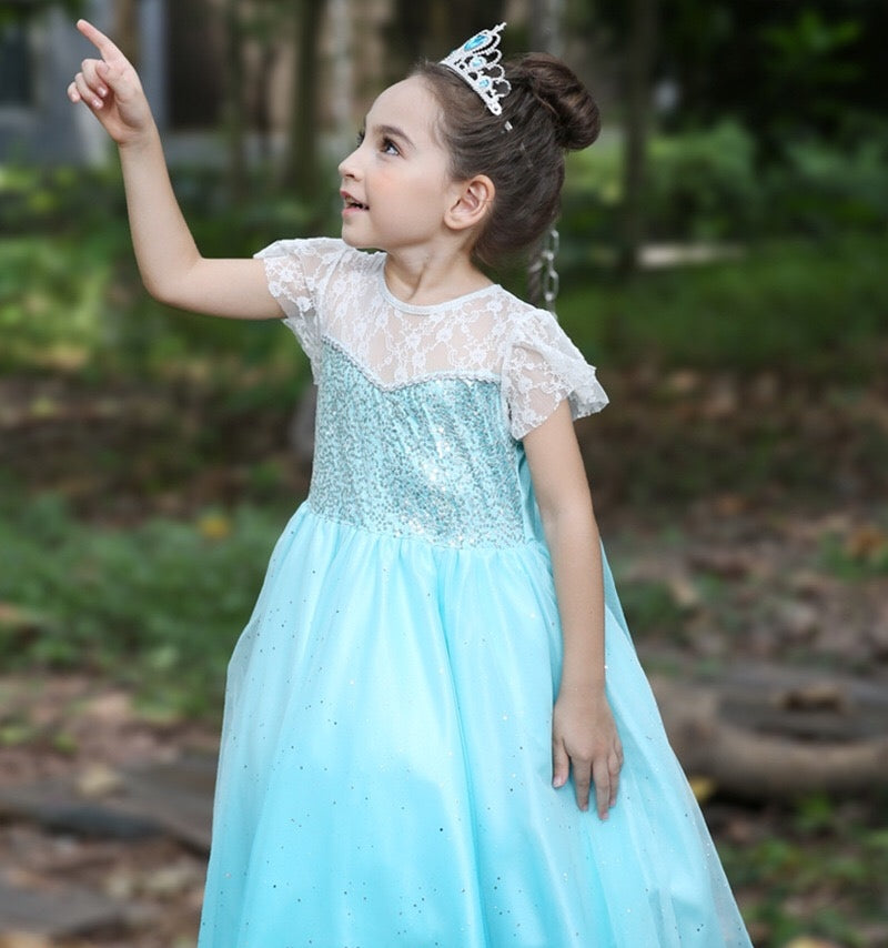 Girls Gradient Glittering Dress with Cape G2091A