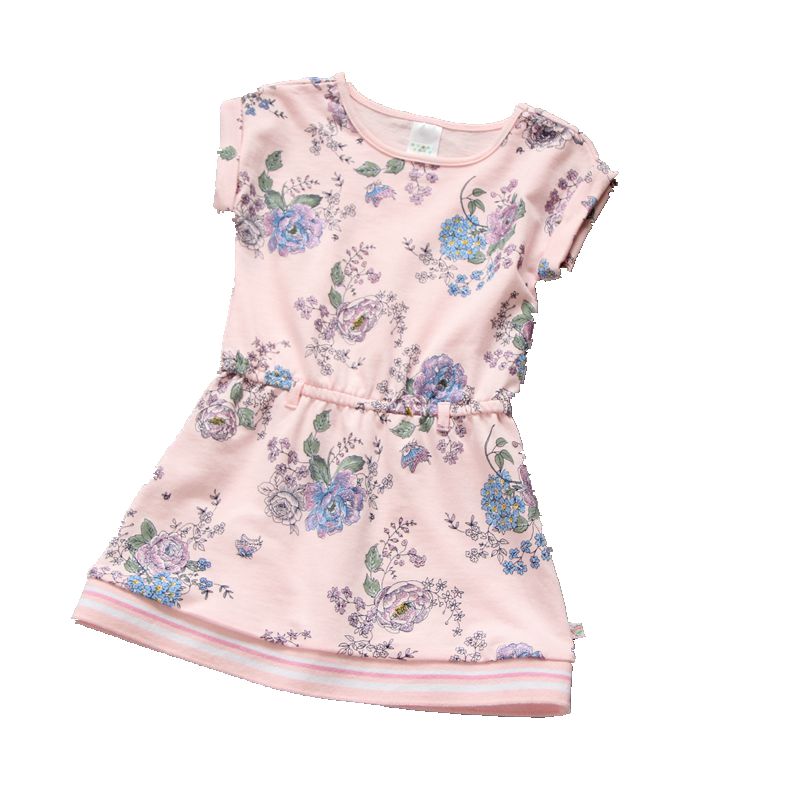 Girls Floral Cotton Dress with Belt A20135A