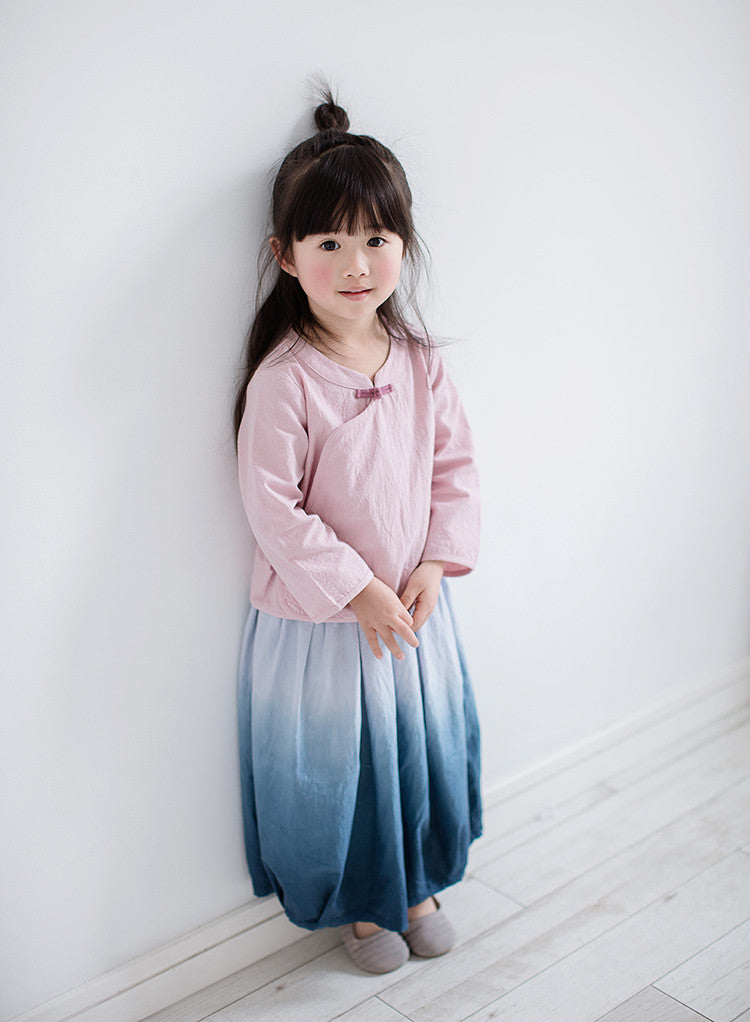 1-10Y Girls Gradient Blue Long Skirt A200C31E