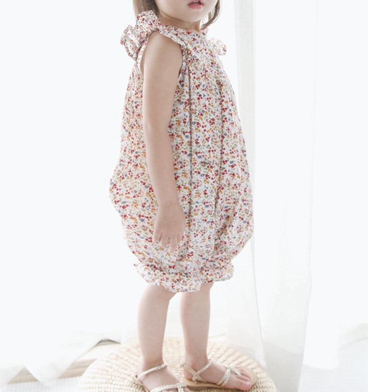 Girls Floral Ruffles Rompers