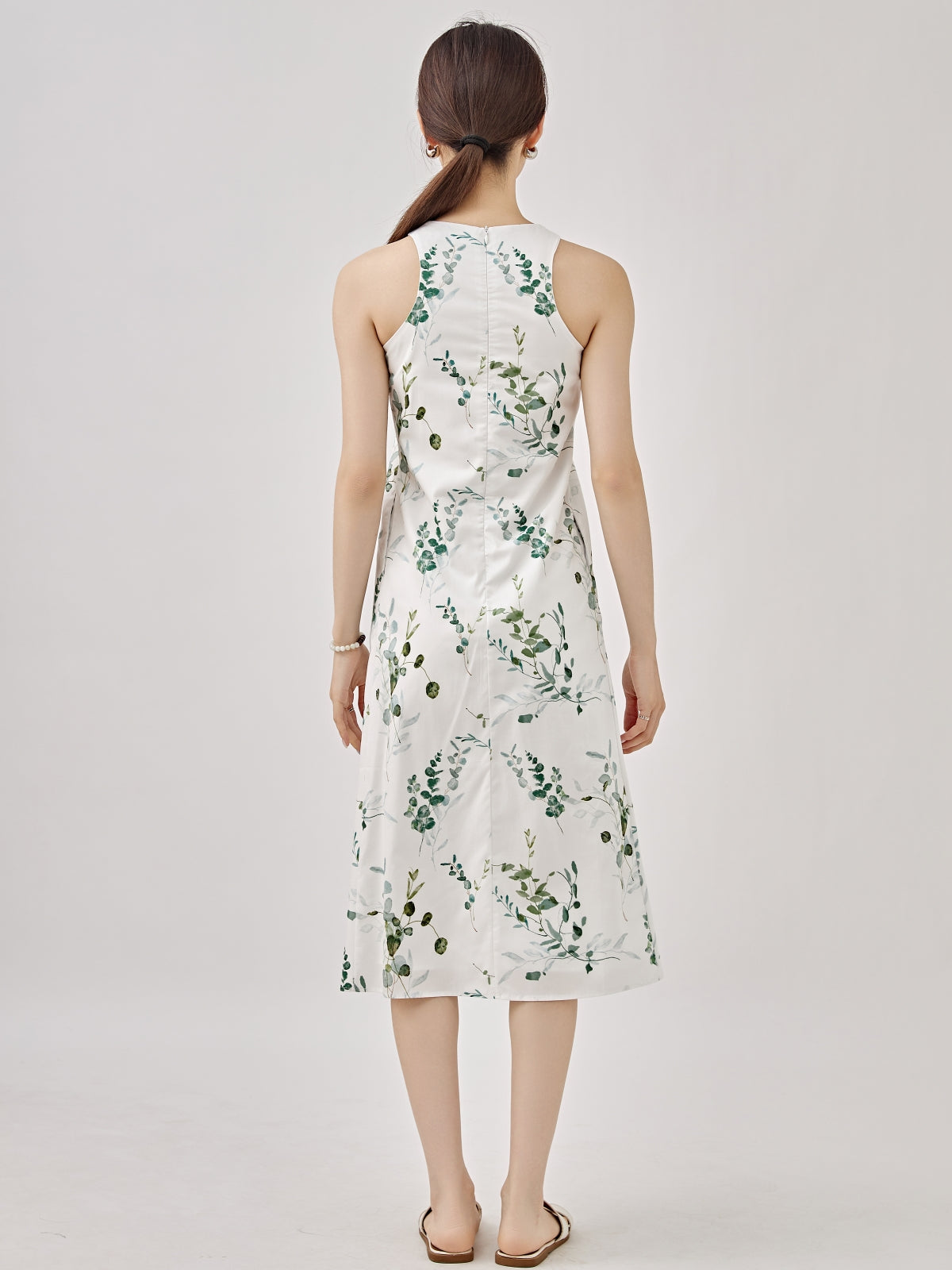 Leafy Cotton A-Line Tank Dress