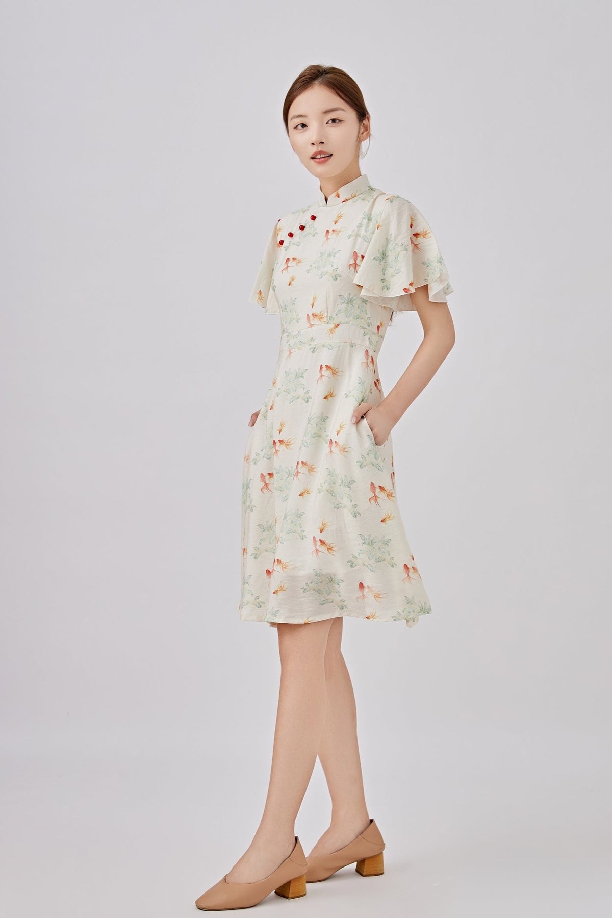 Goldfish Ladies Flutter Sleeves Cheongsam