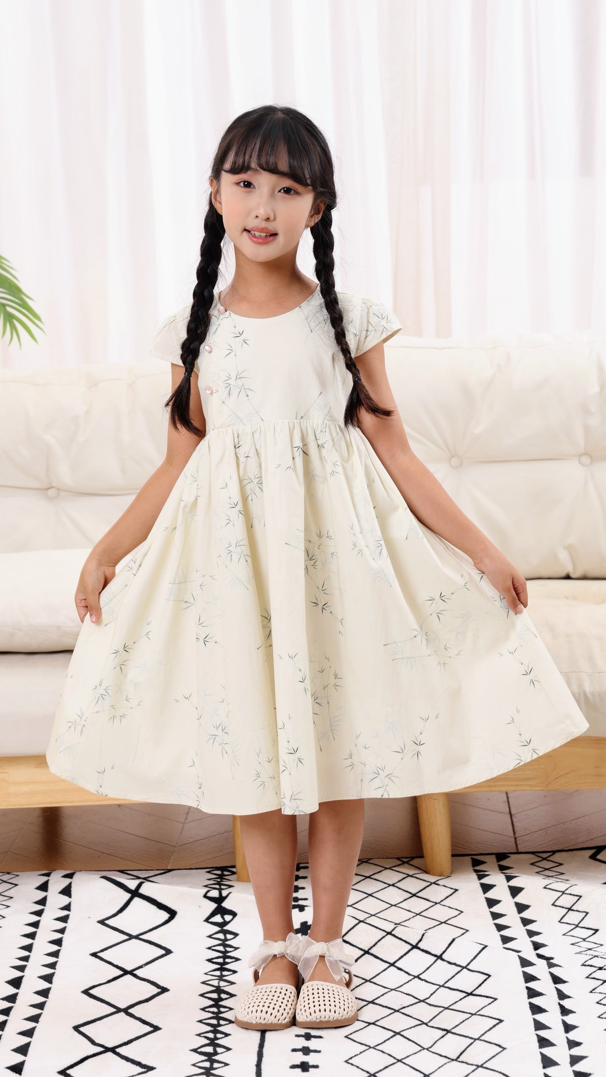 Bamboo	Girls Cheongsam Maxi Dress