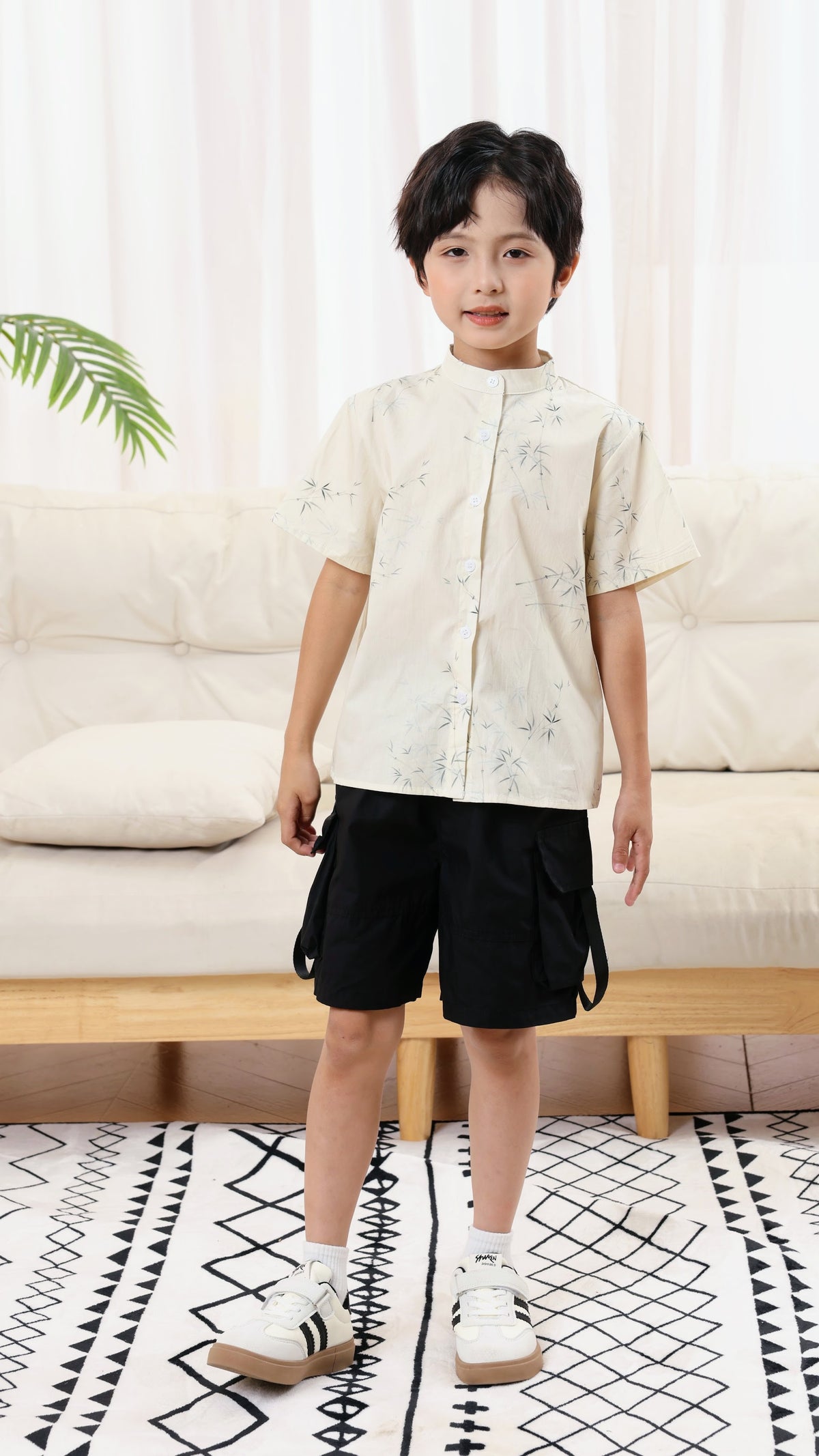 Bamboo	Boys Mandarin Collar Shirt