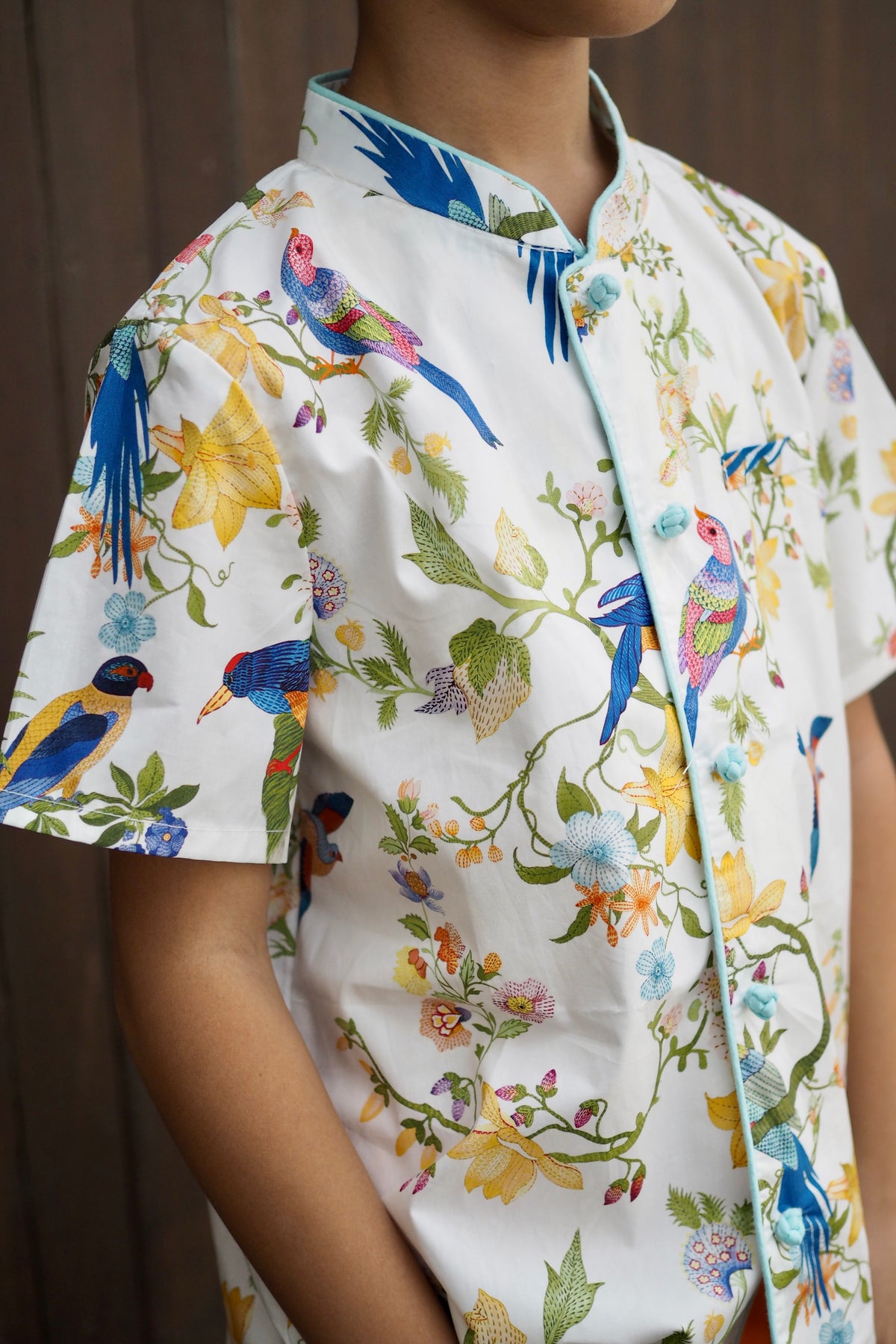 Spring Garden Boys Mandarin Collar Shirt