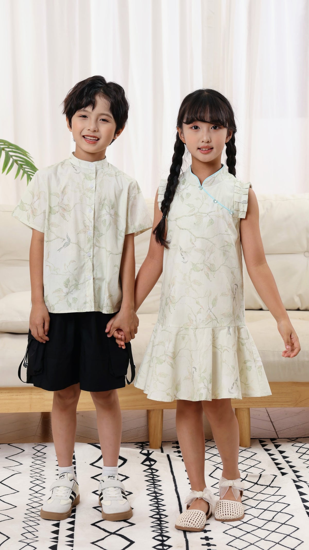 Dove Girls Ruffle Hem Cheongsam