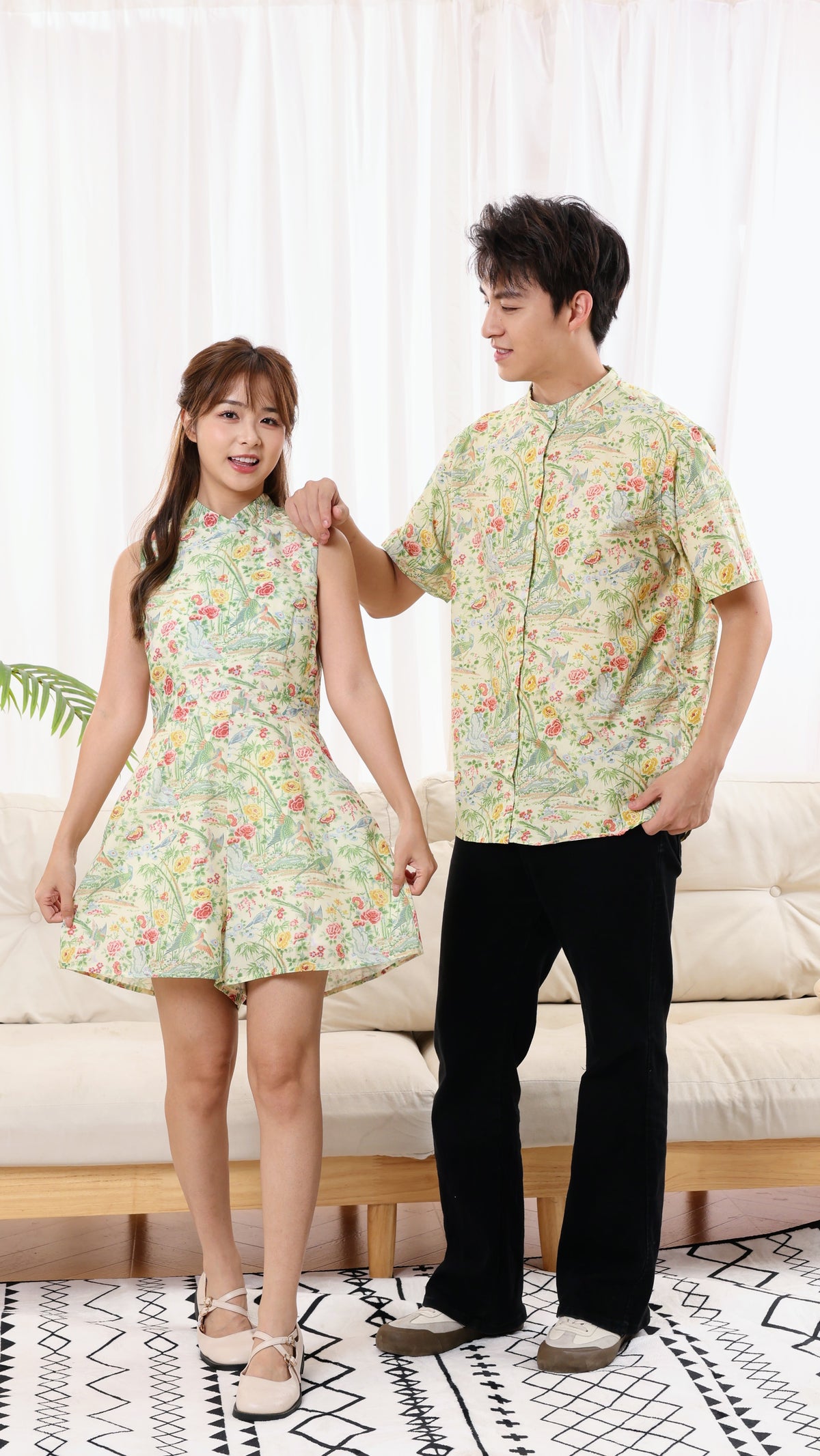 Peony Men Mandarin Collar Shirt