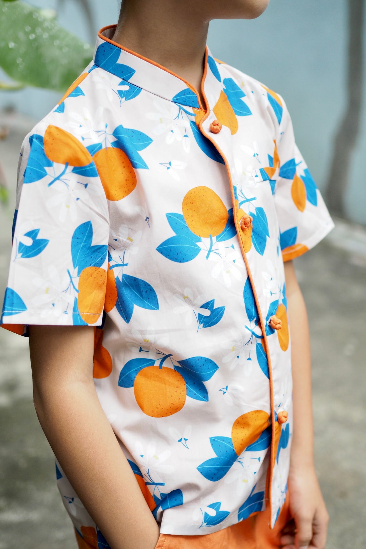 Tangerine Blossom Boys Mandarin Collar Shirt