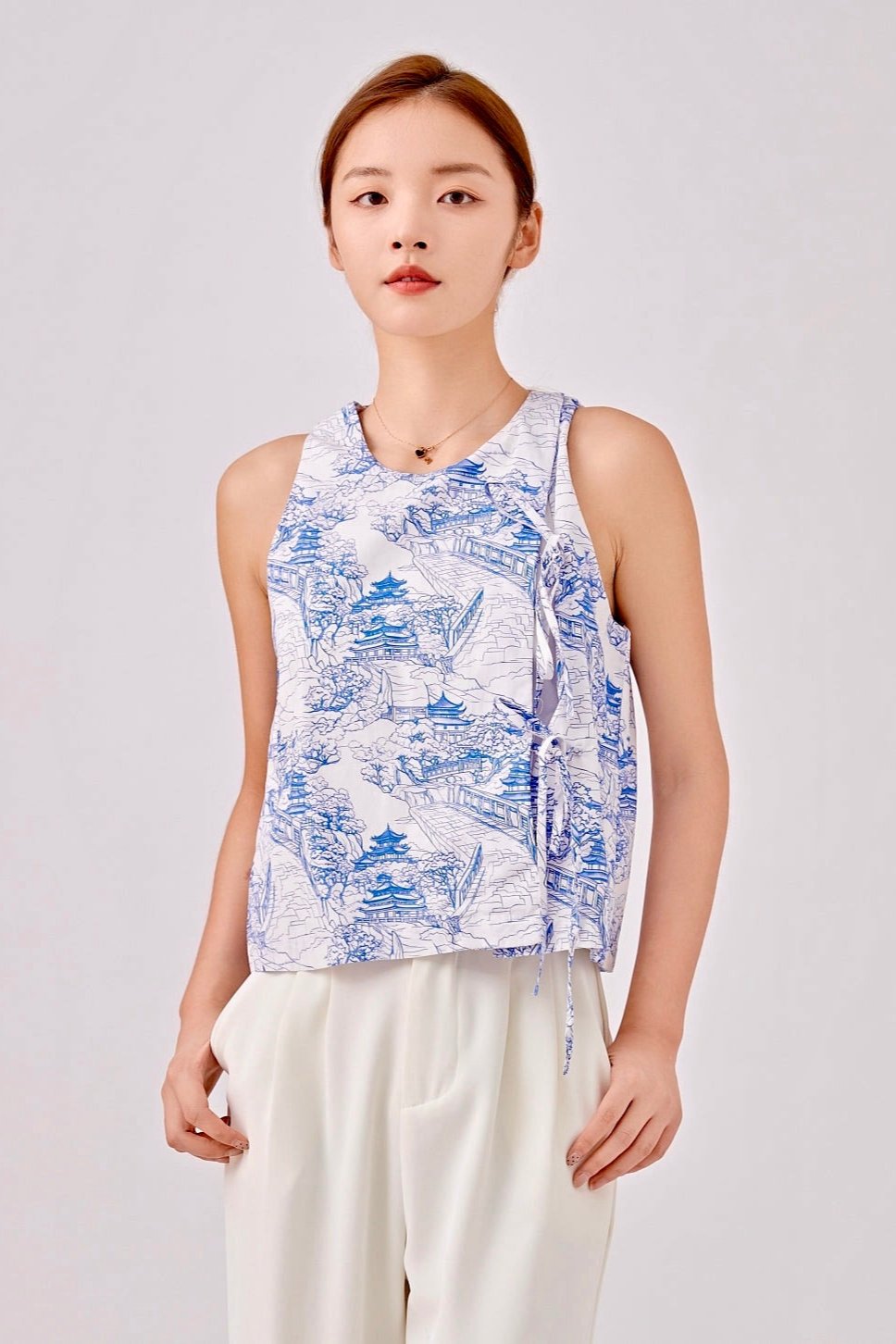 Chinoiserie Ladies Side Tie Top