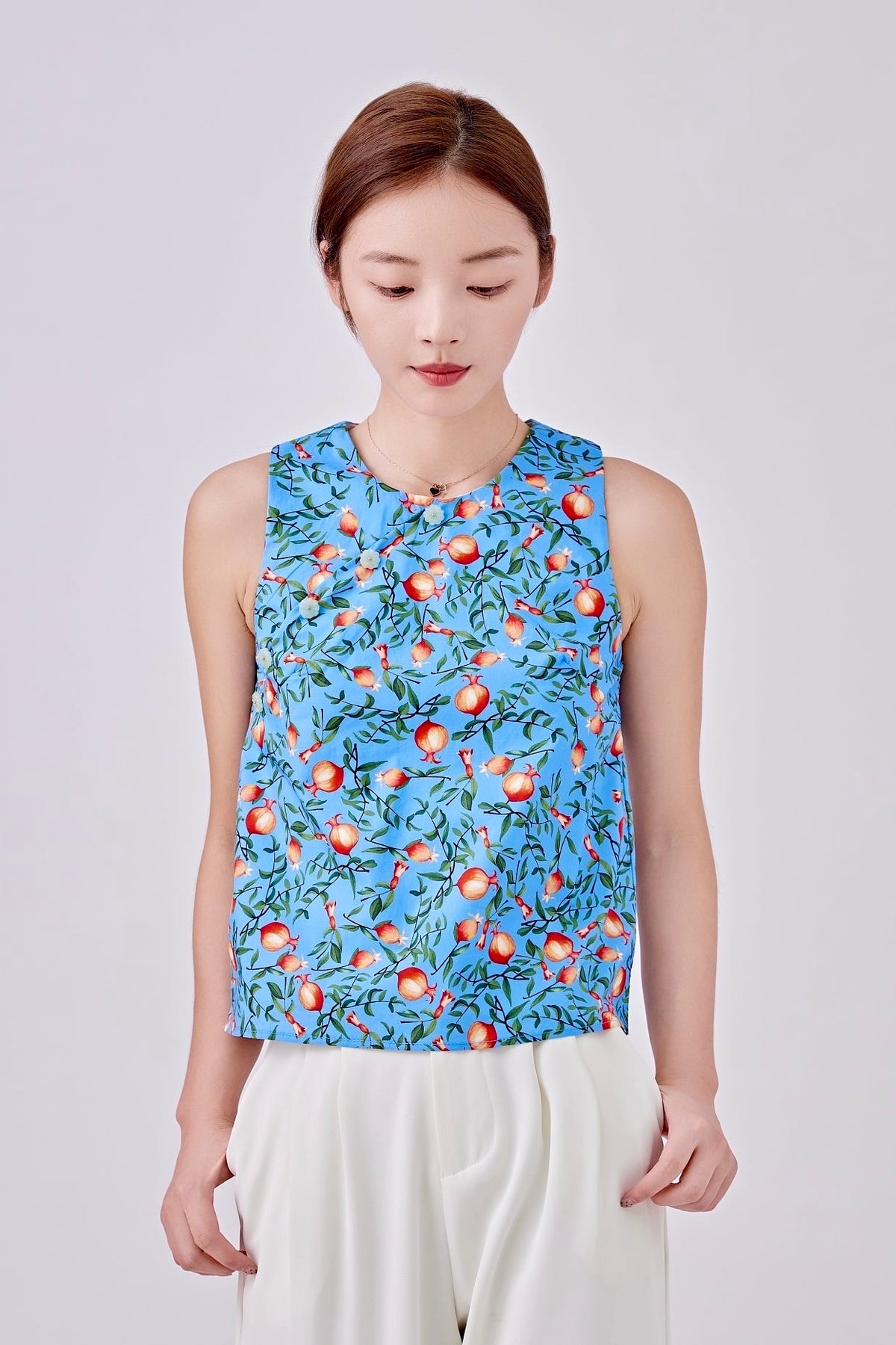 Vintage Fruit Ladies Sleeveless Cheongsam Top