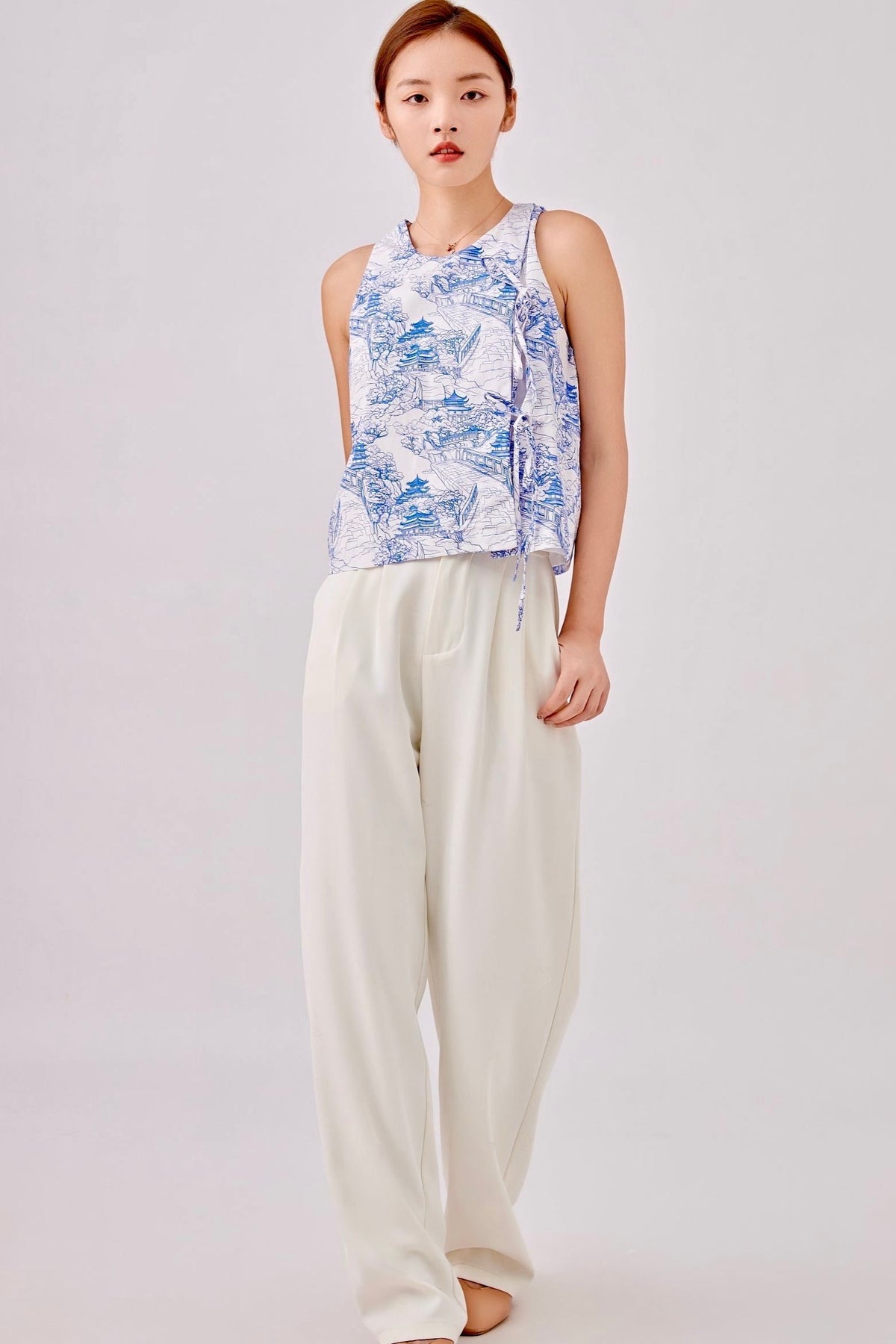 Chinoiserie Ladies Side Tie Top