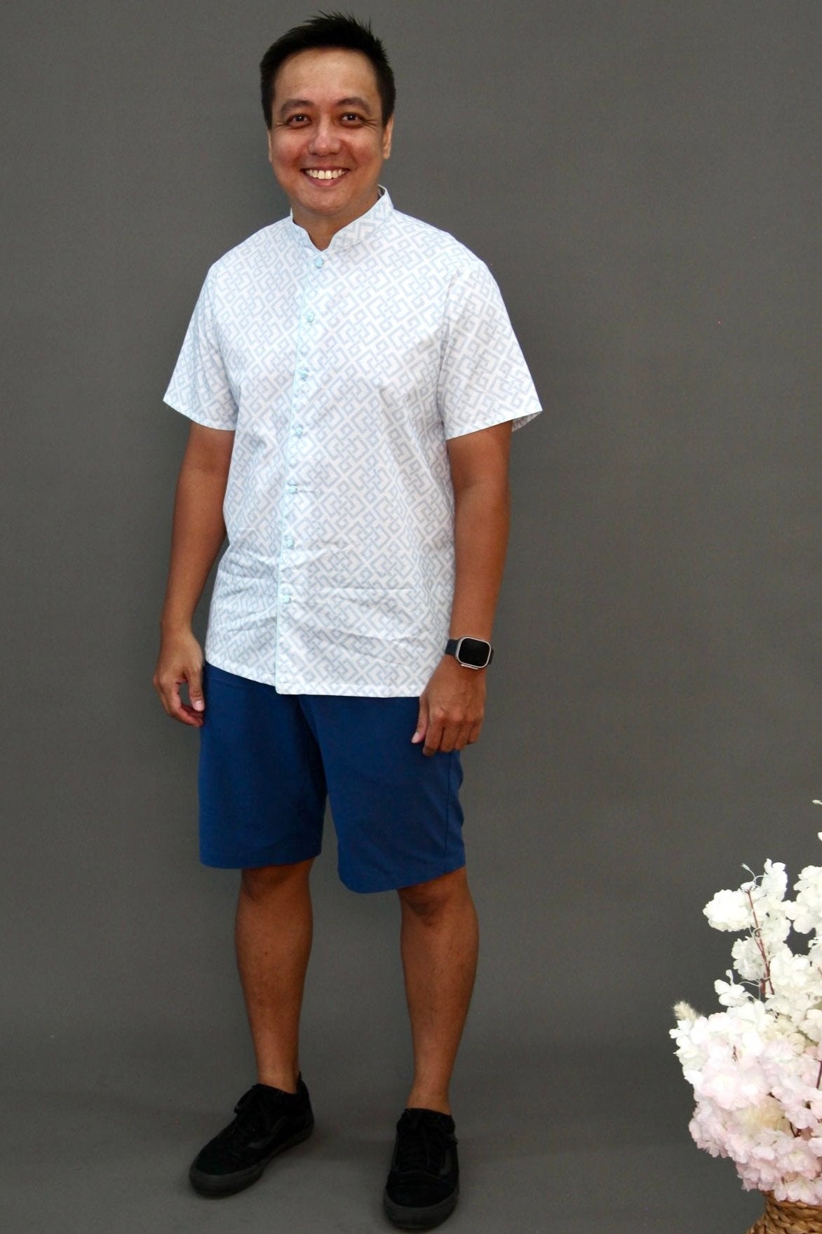 Oriental Window Men Mandarin Collar Shirt