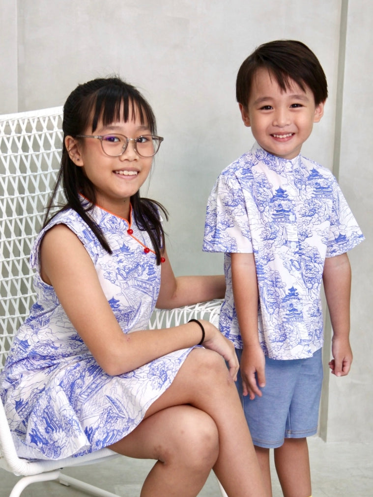 Chinoiserie Girls Ruffle Hem Cheongsam