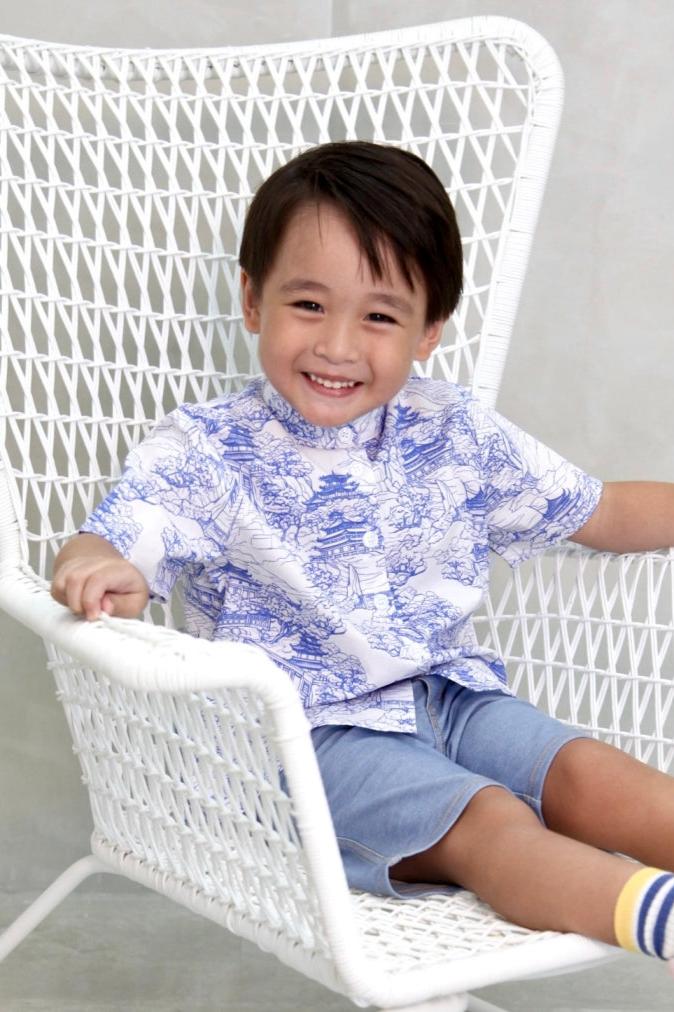 Chinoiserie Boys Mandarin Collar Shirt