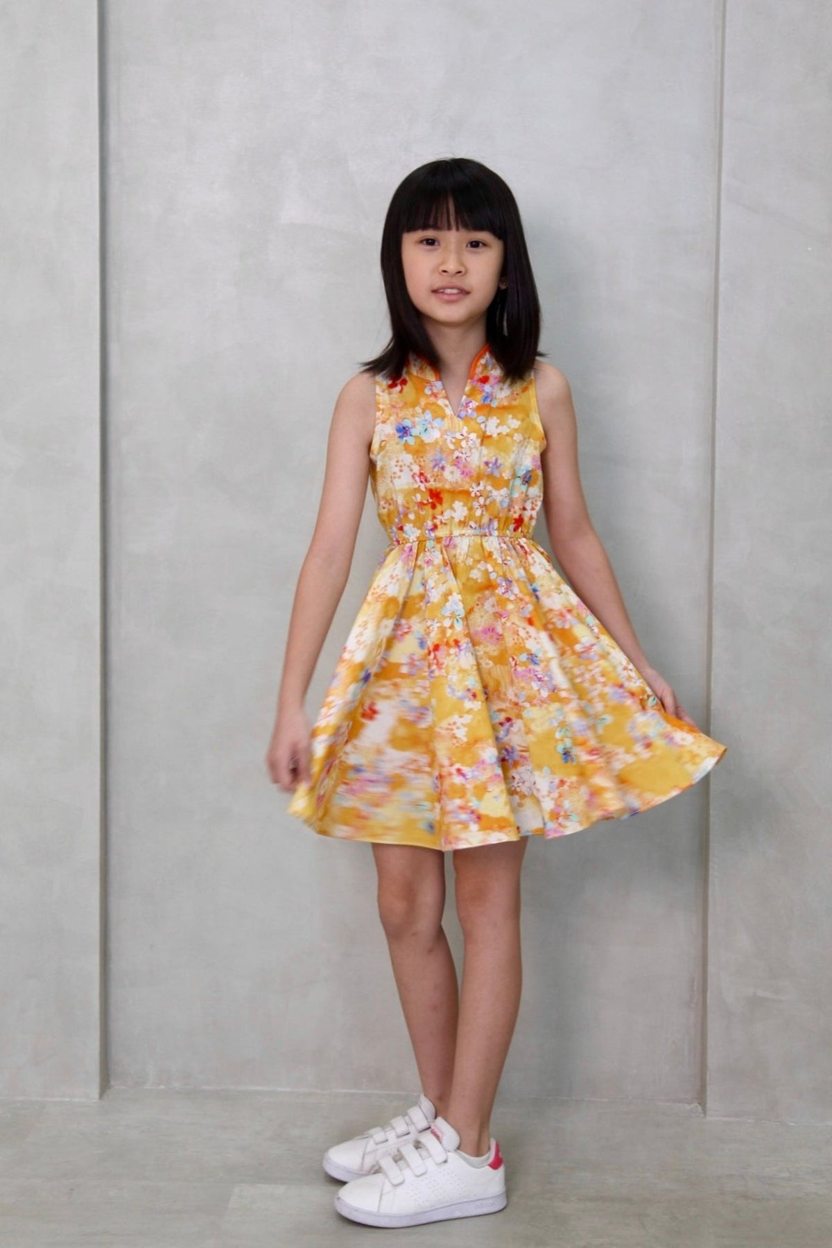 Spring Flower Girls Mini Twirl Cheongsam