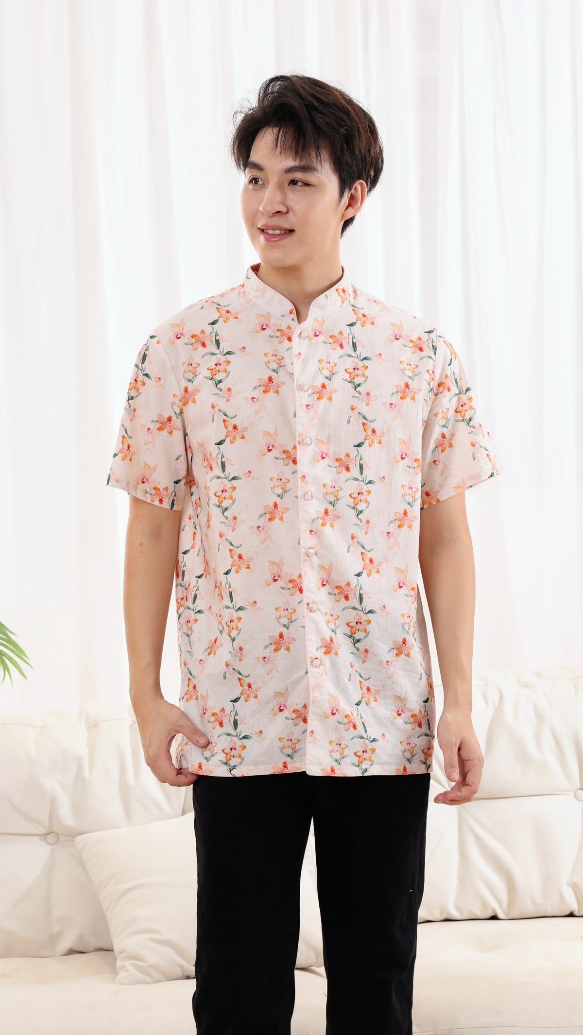 Orchid Men Mandarin Collar Shirt