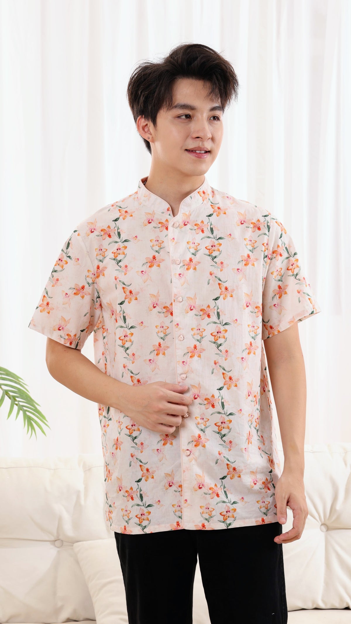 Orchid Men Mandarin Collar Shirt