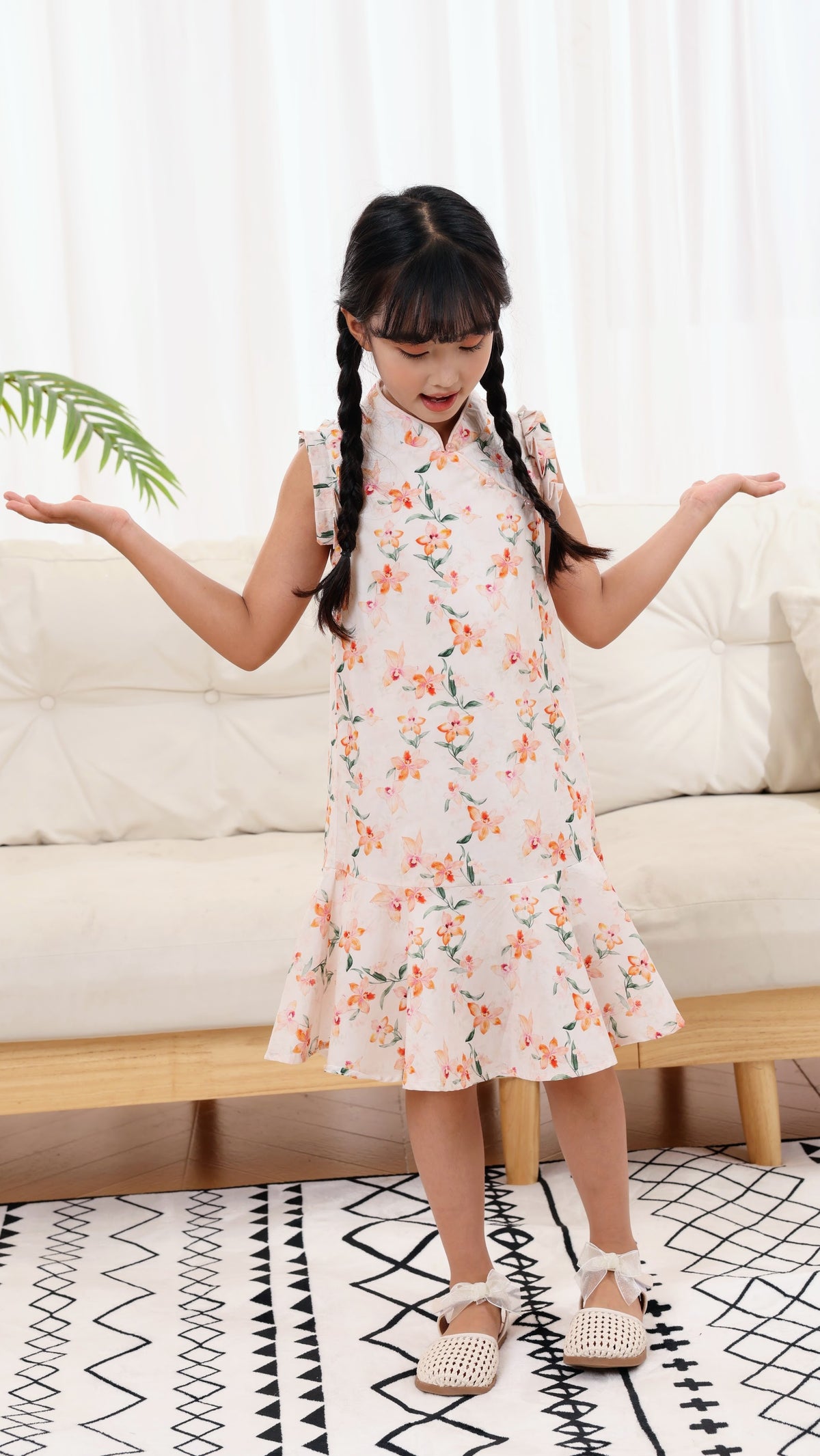 Orchid Girls Ruffle Hem Cheongsam
