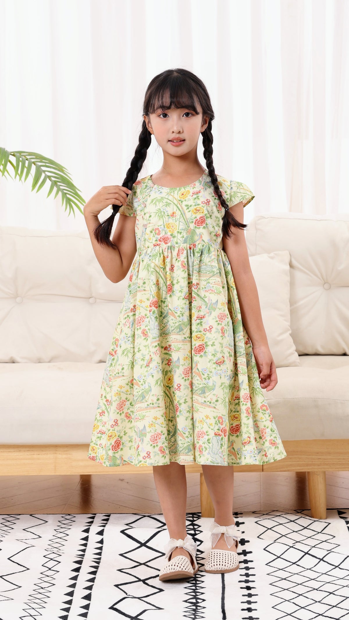 Peony Girls Cheongsam Maxi Dress