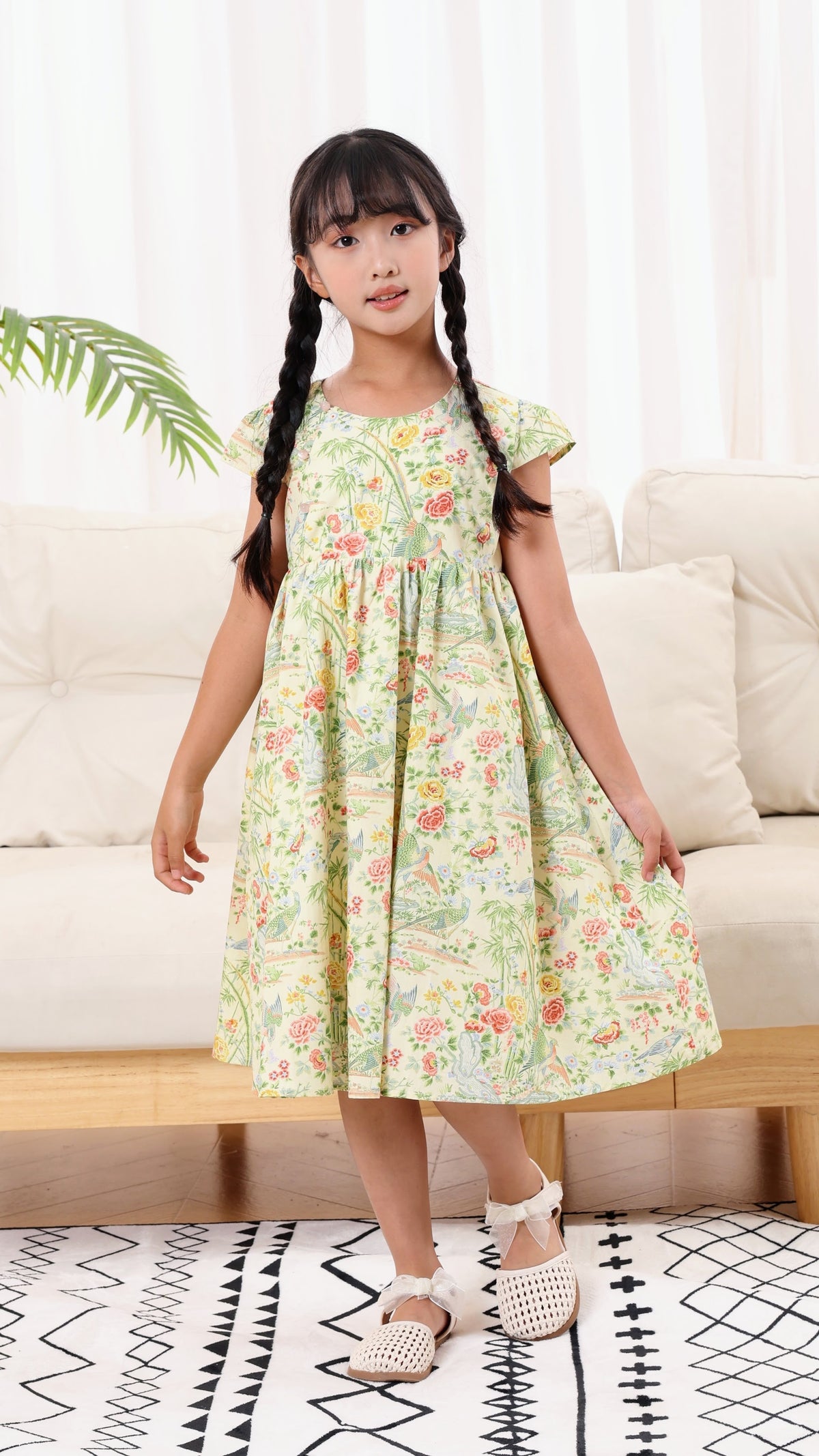 Peony Girls Cheongsam Maxi Dress