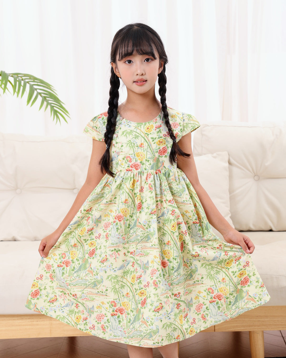 Peony Girls Cheongsam Maxi Dress