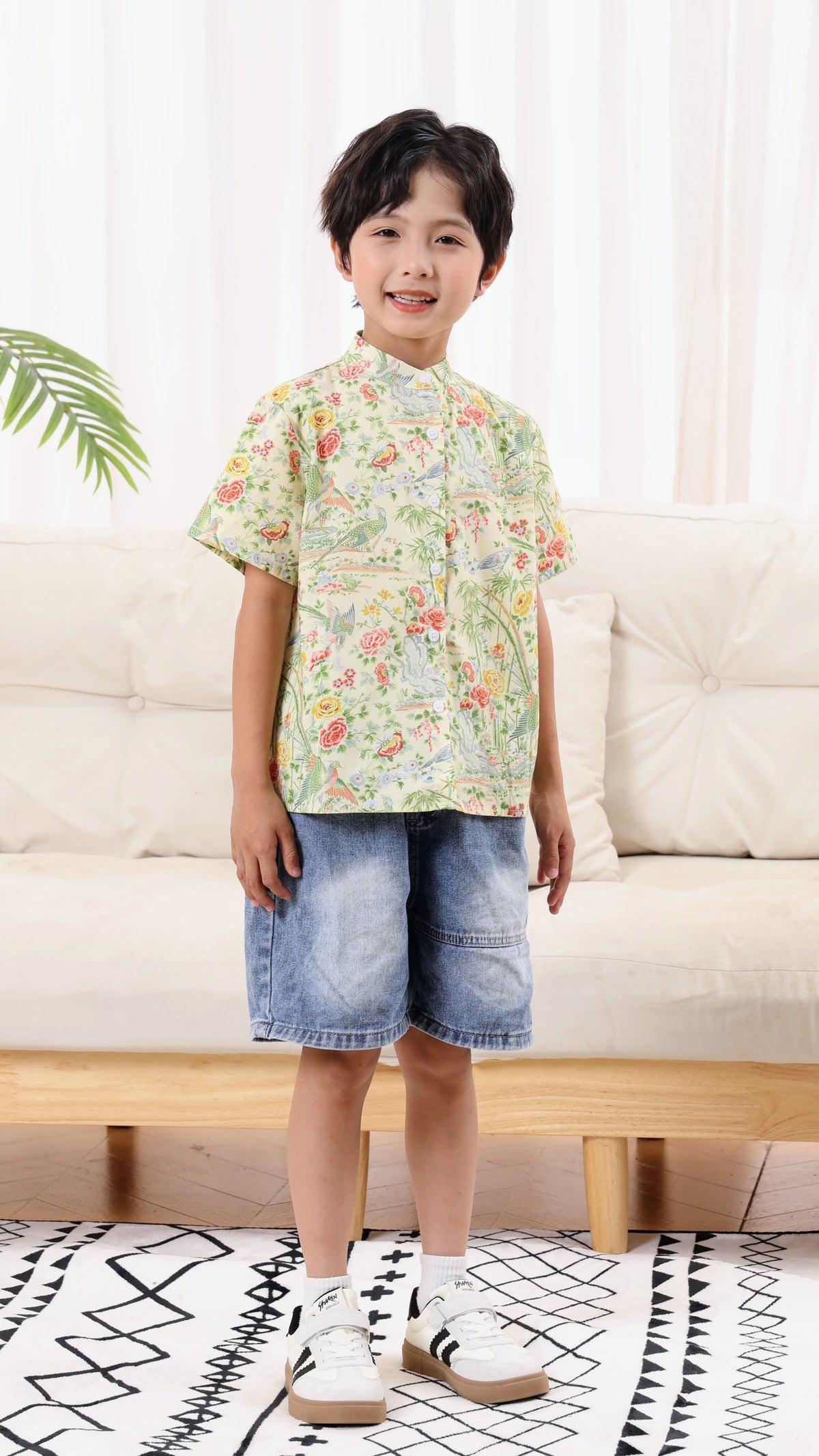 Peony Boys Mandarin Collar Shirt