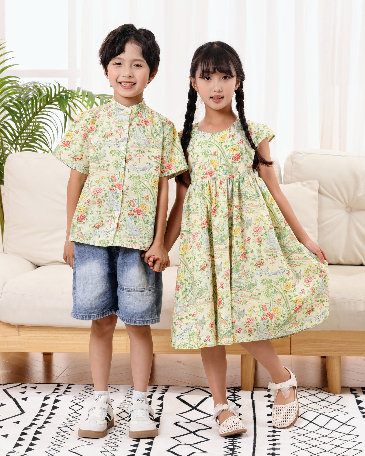 Peony Girls Cheongsam Maxi Dress