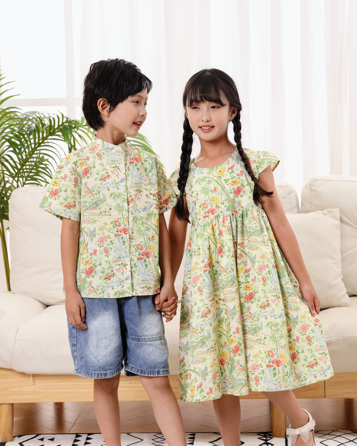 Peony Girls Cheongsam Maxi Dress