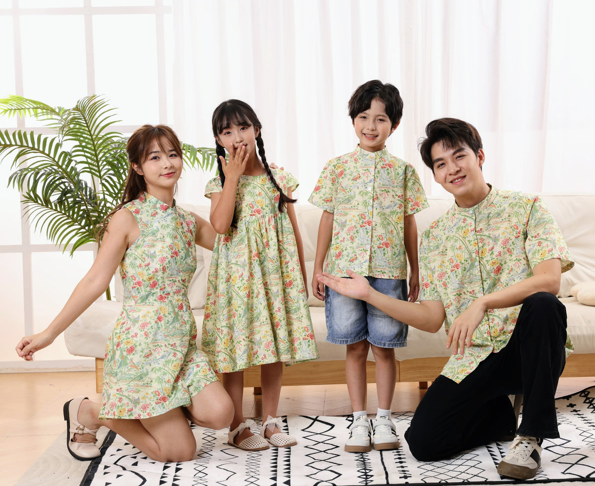 Peony Girls Cheongsam Maxi Dress