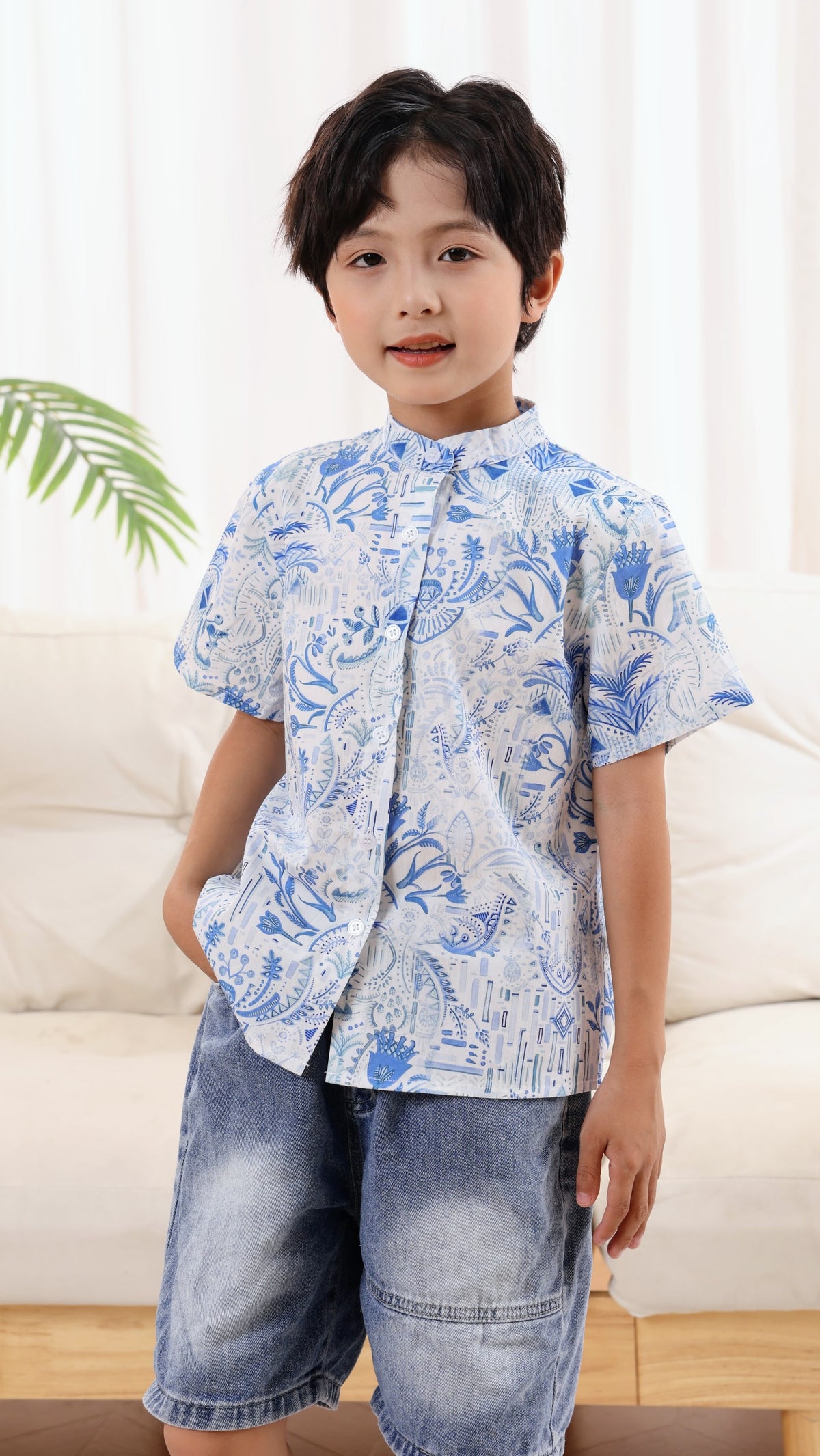 Porcelain Boys Mandarin Collar Shirt