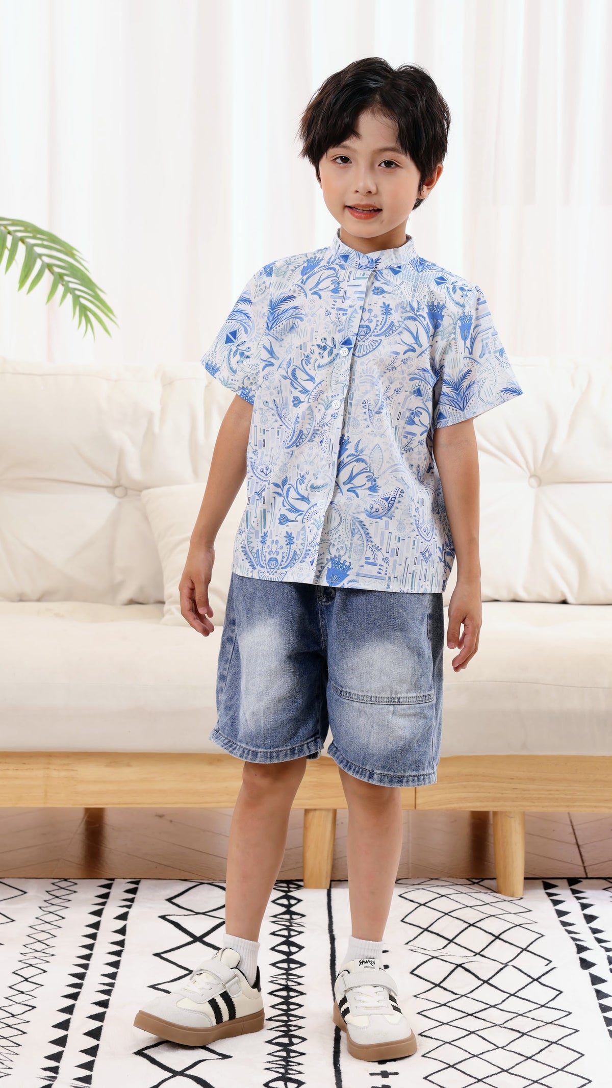 Porcelain Boys Mandarin Collar Shirt