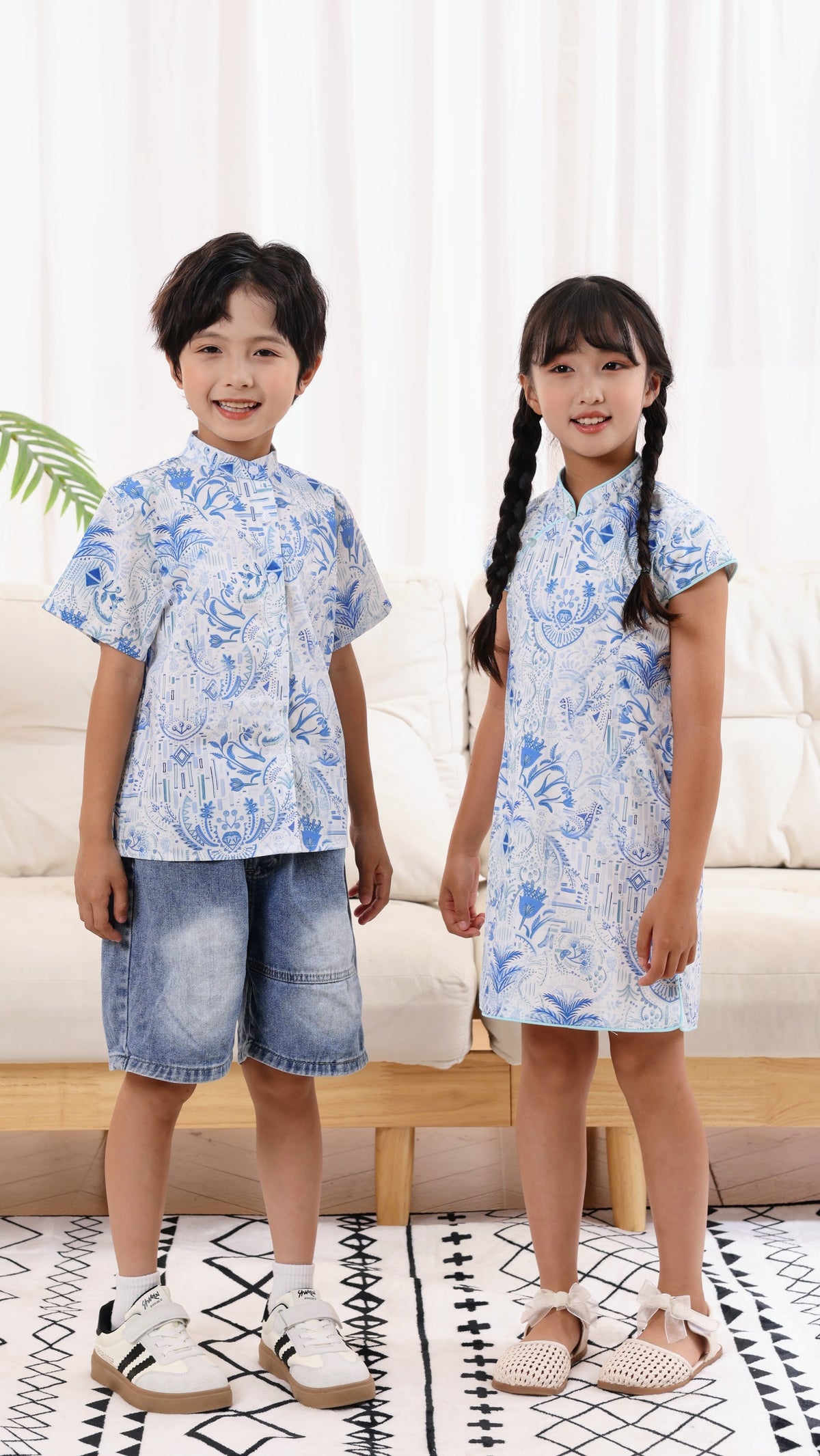 Porcelain Girls Cheongsam Flare Dress