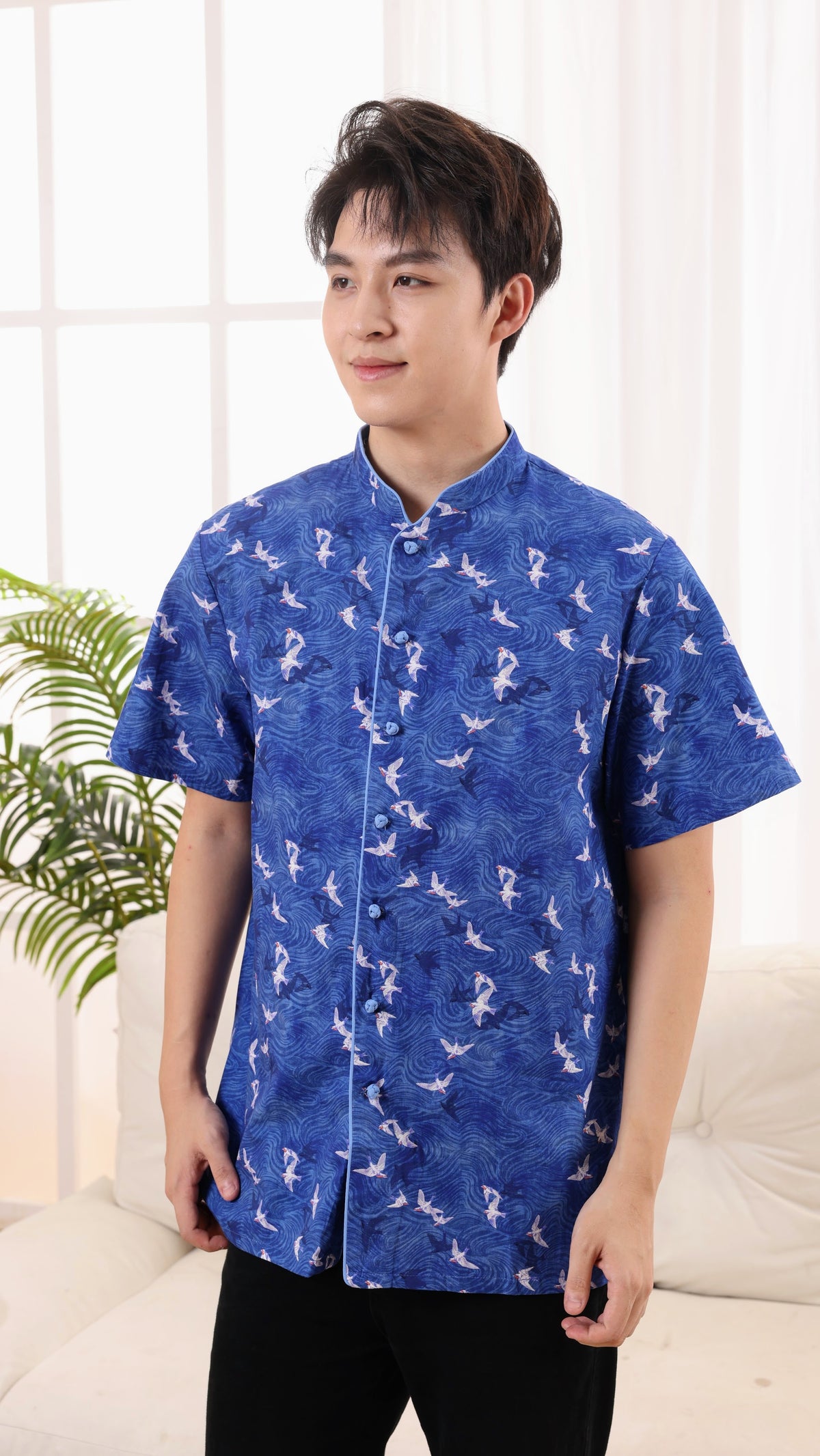 Swallow Men Mandarin Collar Shirt