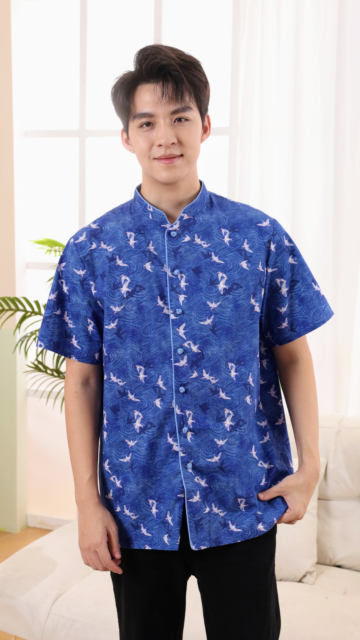 Swallow Men Mandarin Collar Shirt