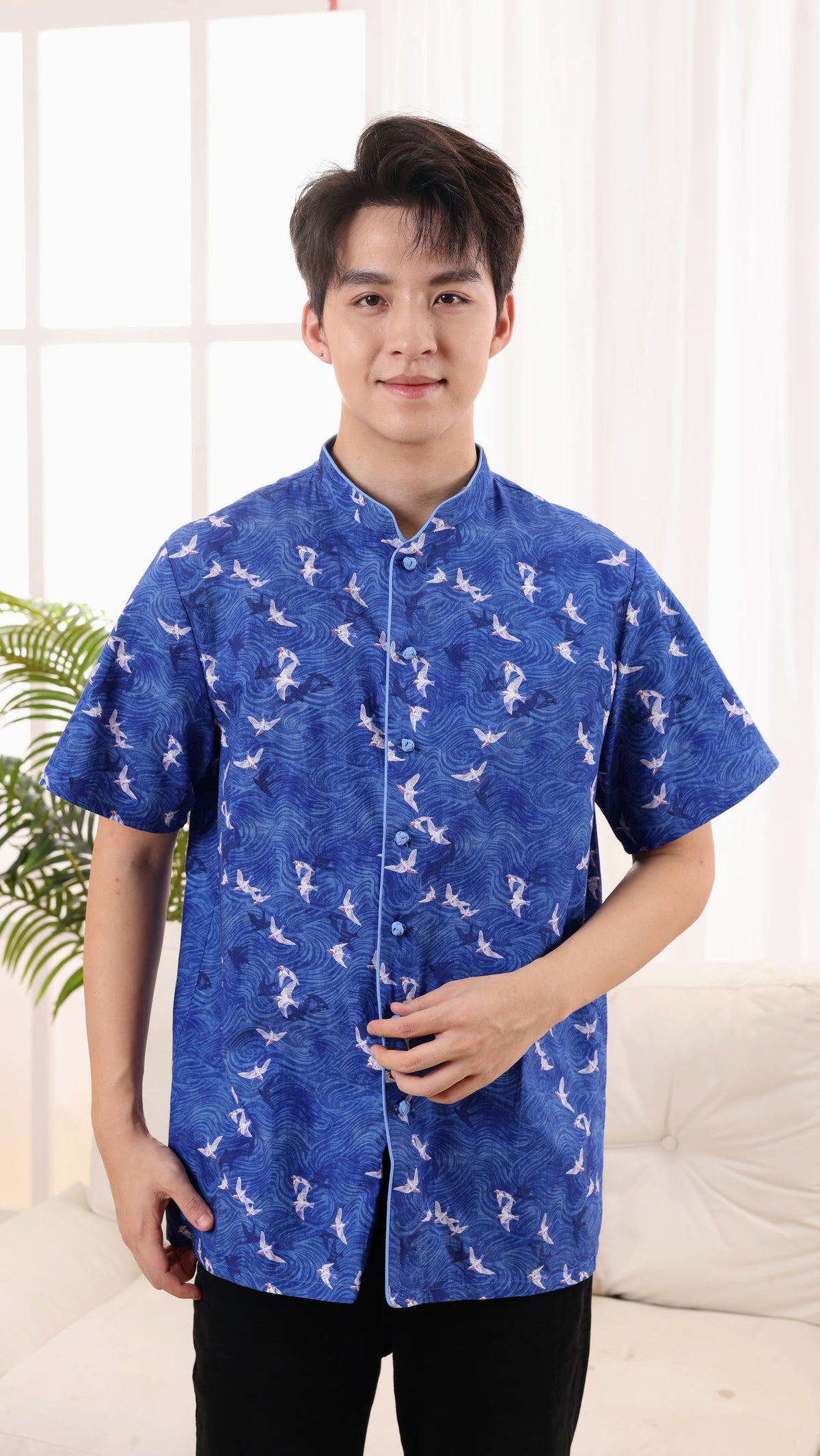 Swallow Men Mandarin Collar Shirt