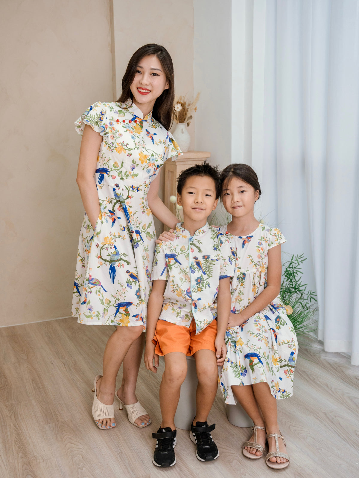 Spring Garden Girls Cheongsam Maxi Dress
