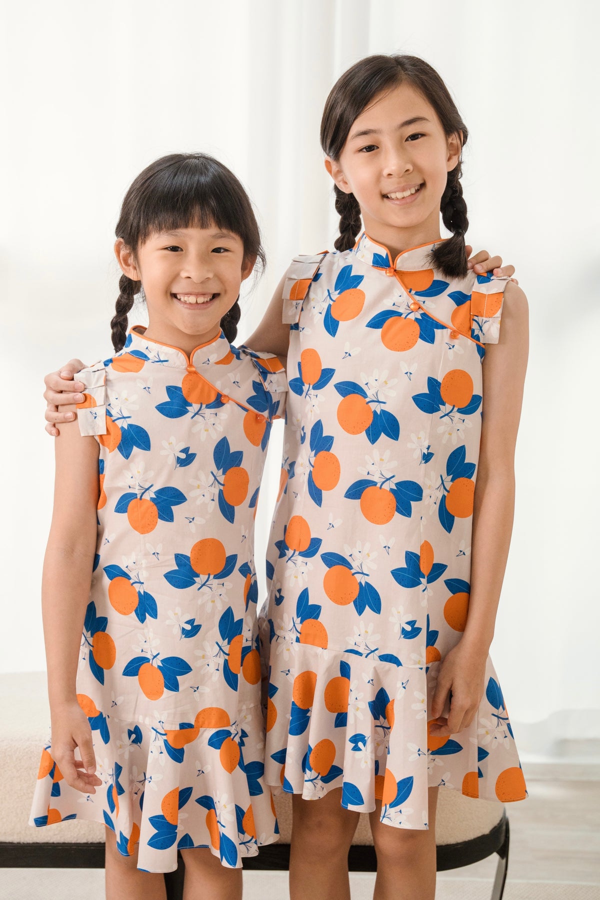 Tangerine Blossom Girls Ruffle Hem Cheongsam