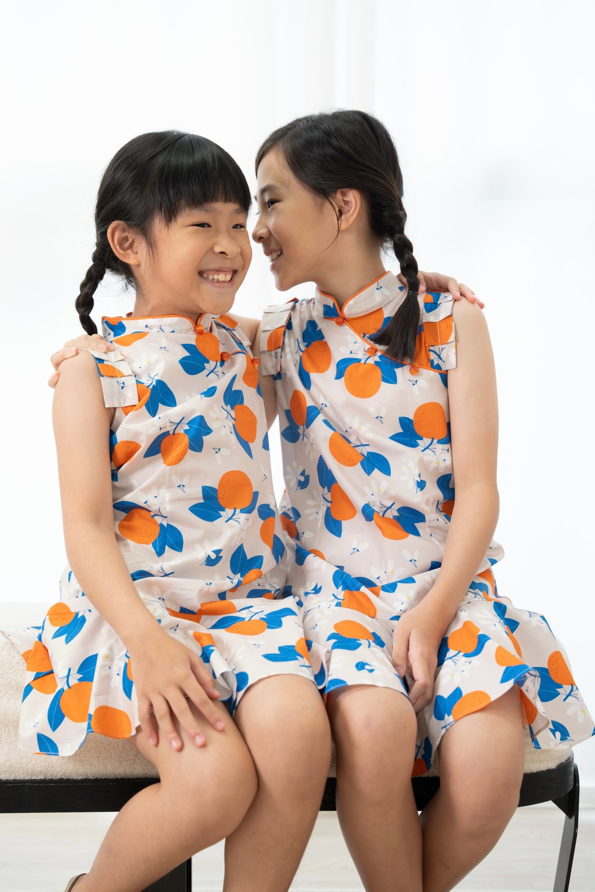 Tangerine Blossom Girls Ruffle Hem Cheongsam