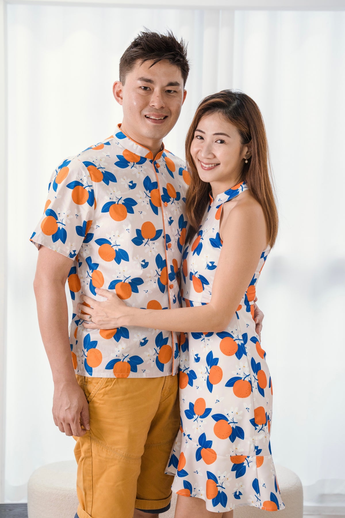 Tangerine Blossom Ladies Halter Neck Ruffle Hem Cheongsam Dress