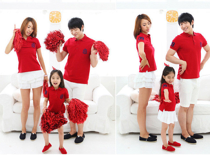 Family Wears Red Collar Shirts F110