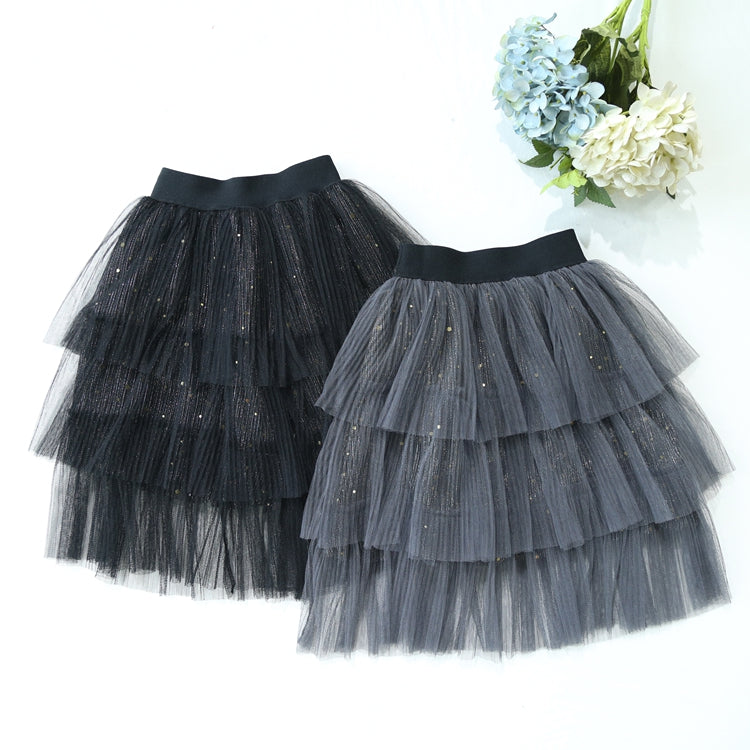 2-8Y Girls Black Layers Long Skirts A20412G