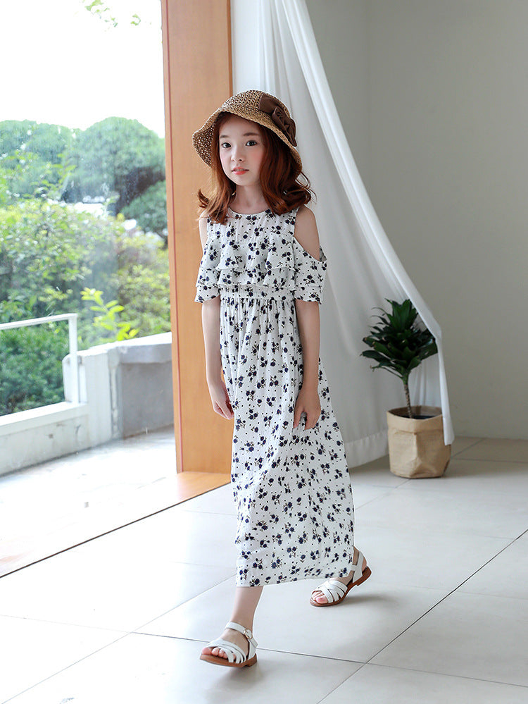 3-12Y Girls Off-Shoulder Summer Dress G2102F (Mother sizes available)