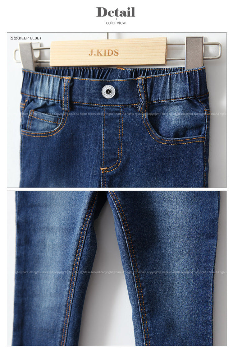 3-15Y Girls Dark Blue Denim Jeans A2045C