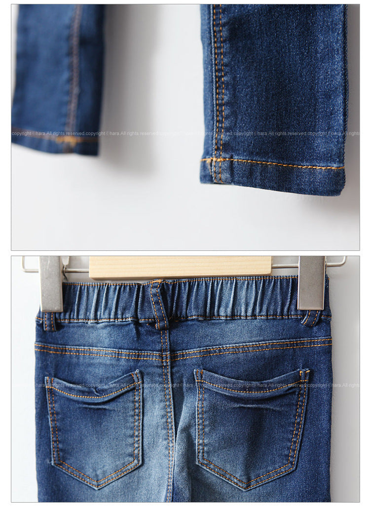 3-15Y Girls Dark Blue Denim Jeans A2045C